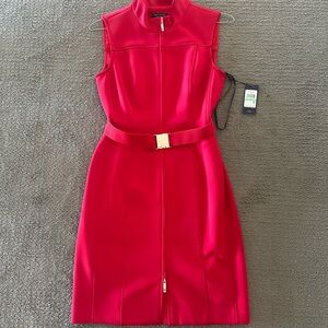 Tommy Hilfiger Vibrant Red Belted Midi Dress